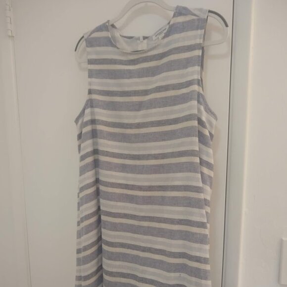 BeachLunchLounge Collection L A-line striped dress pastel white/light blue - Picture 1 of 13